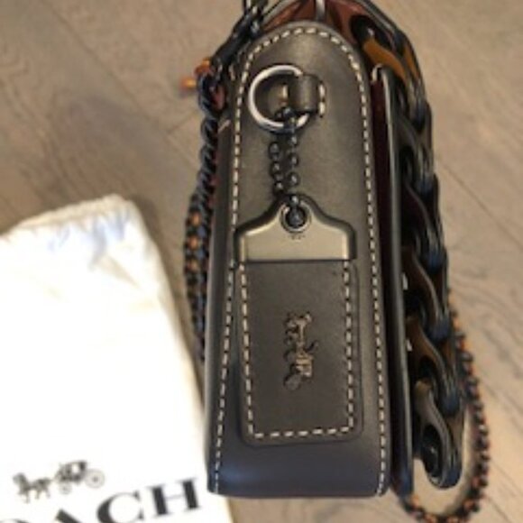 Coach Dinky Tabby Genuine Leather Shoulder Bag Brown/Tan/Cream/Burg Sz OS NWT - Picture 3 of 12